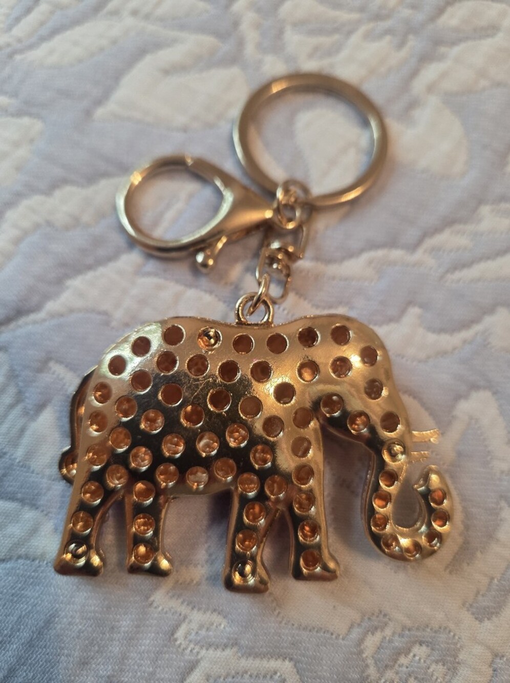 Beaded Elephant Print Tote Bag With Rhinestone Key Ring. - Picture 10 of 10